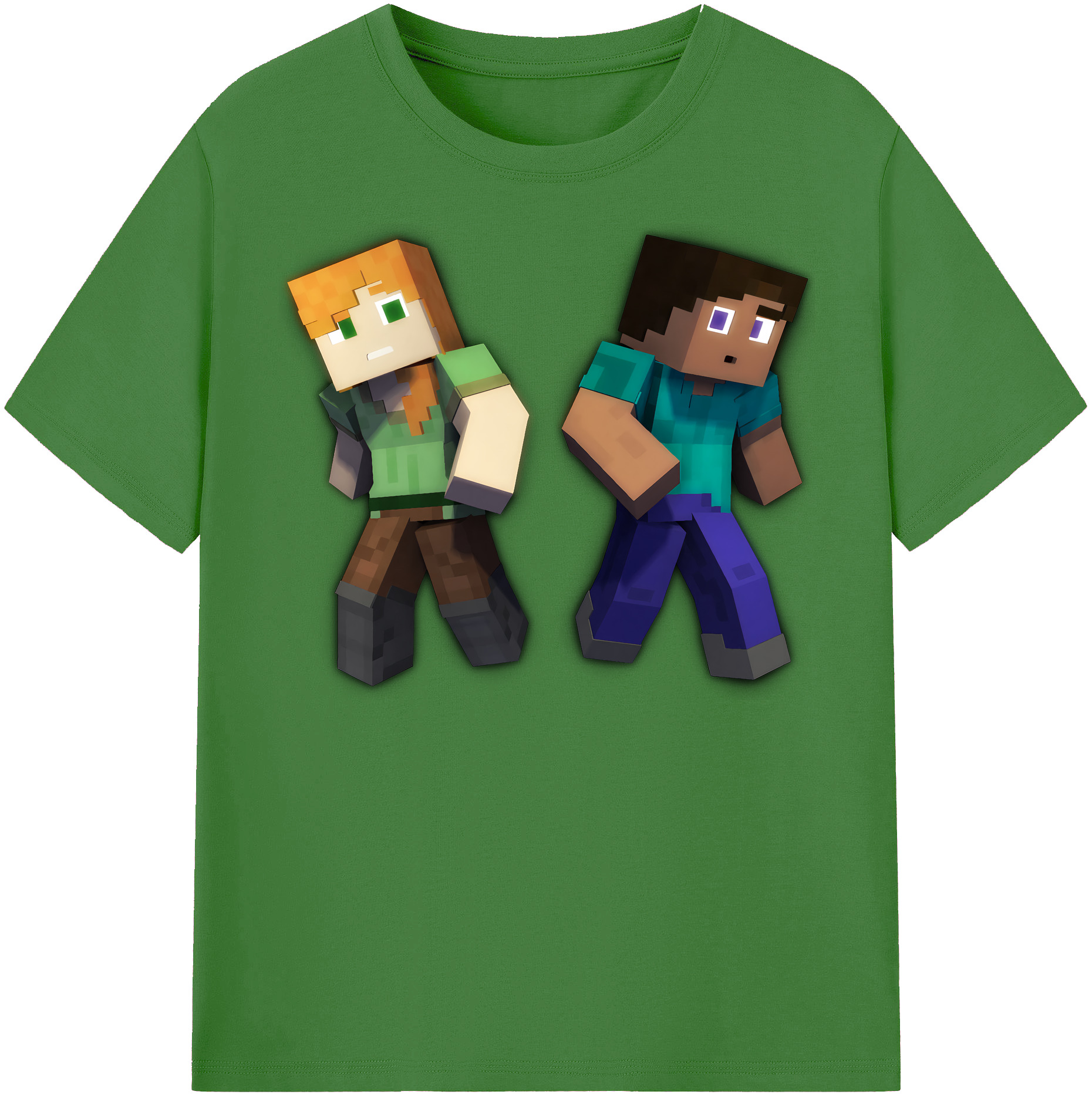 （画像用） マインクラフト ブロックの世界 Minecraft MC Block world レディースカジュアルプリントTシャツ（綿100％）